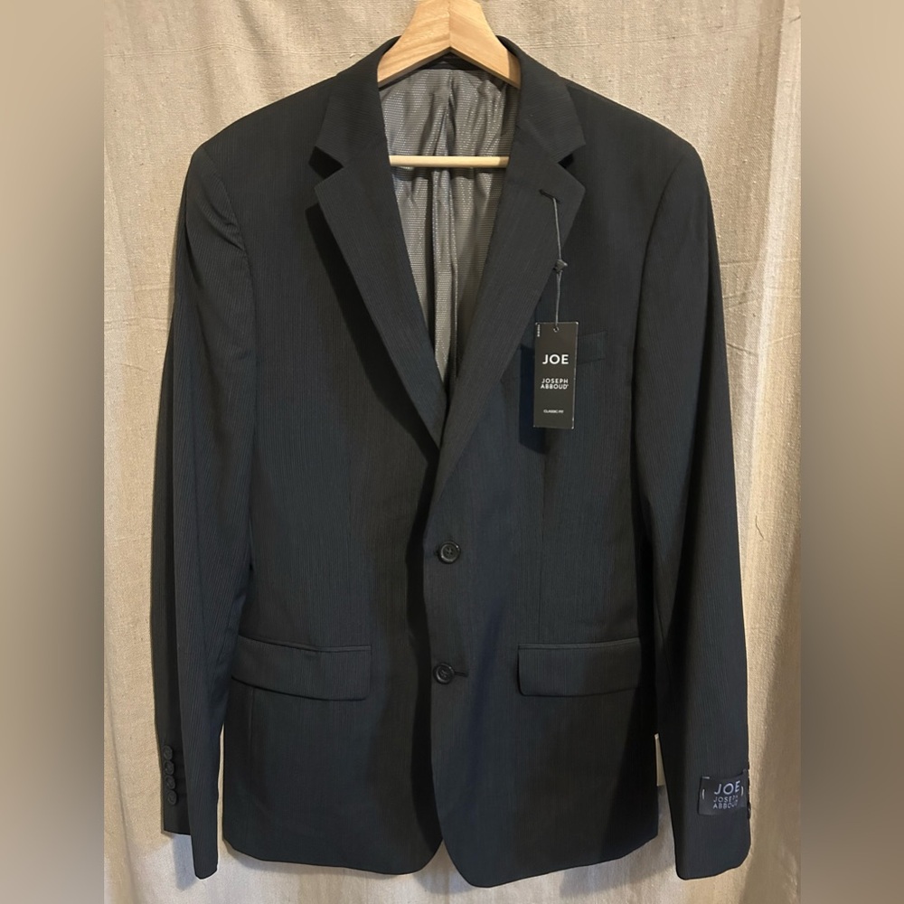 Joseph Abboud Men’s 2-button Pinstripe Suit Jacket | Black | Classic Fit | 40 R